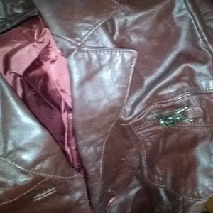 Anginer womens leather coat